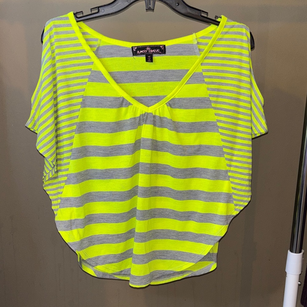Almost Famous Vibrant Yellow and Gray Striped Top